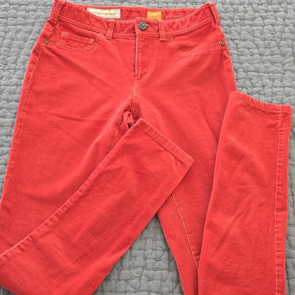 Pilcro And The Letterpress Rust Serif Skinny Corduroy Pants - Picture 2 of 15